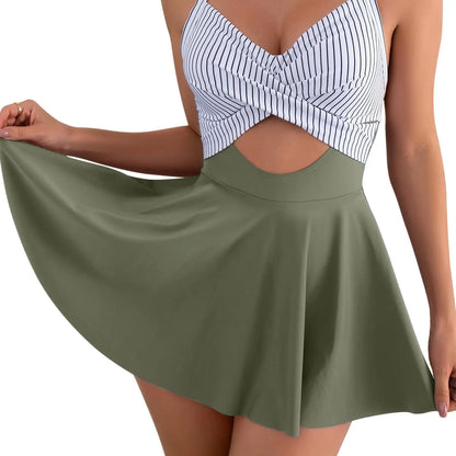 Women Cutout One Piece Skirt Swimsuit