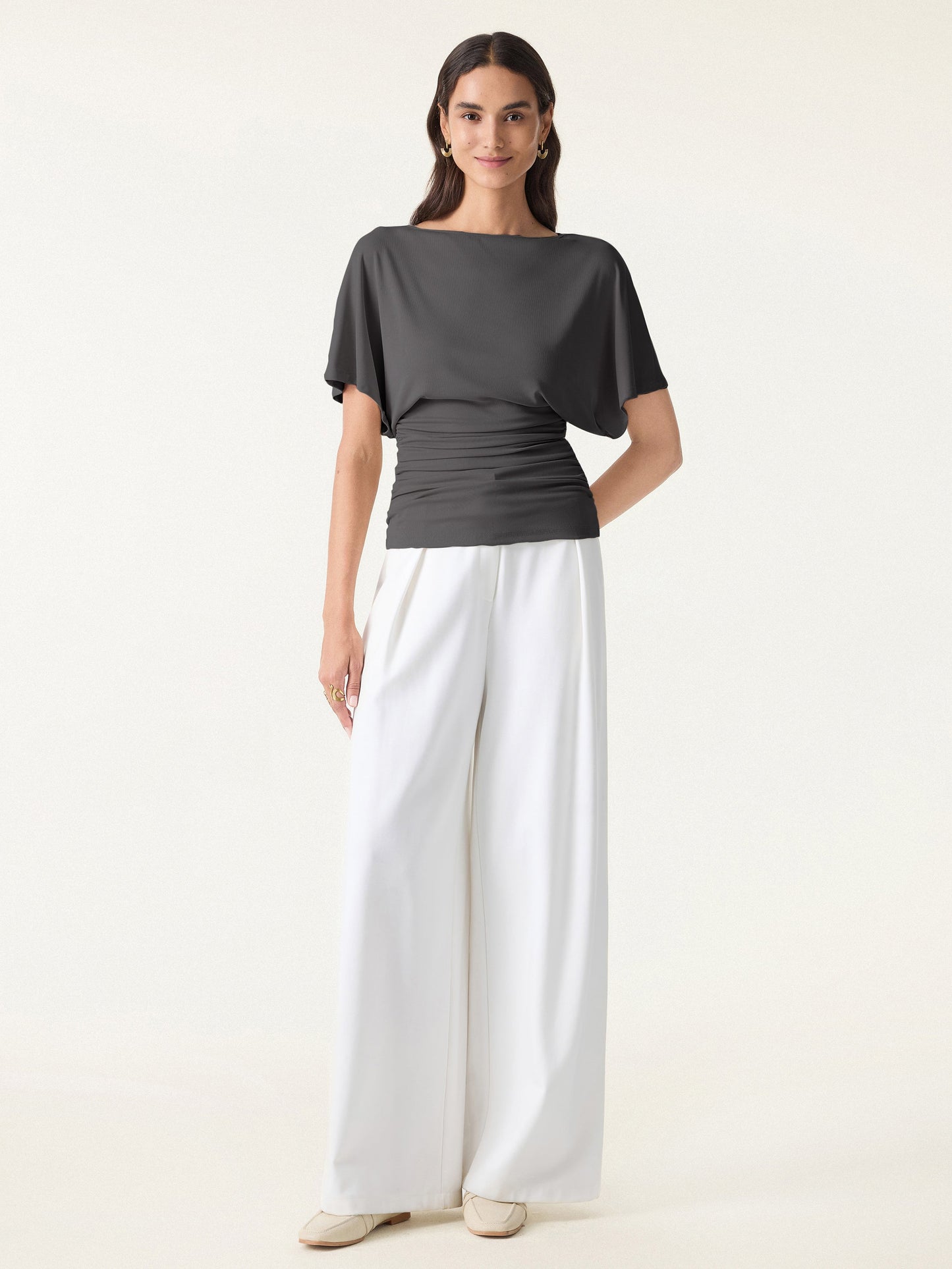 Ruched Waist Flutter Top