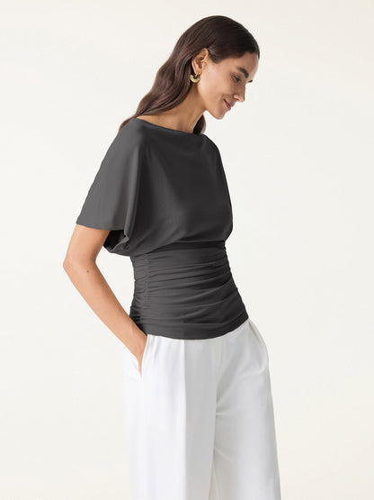 Ruched Waist Flutter Top