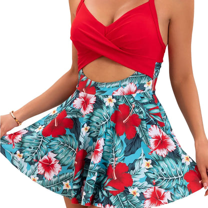 Women Cutout One Piece Skirt Swimsuit