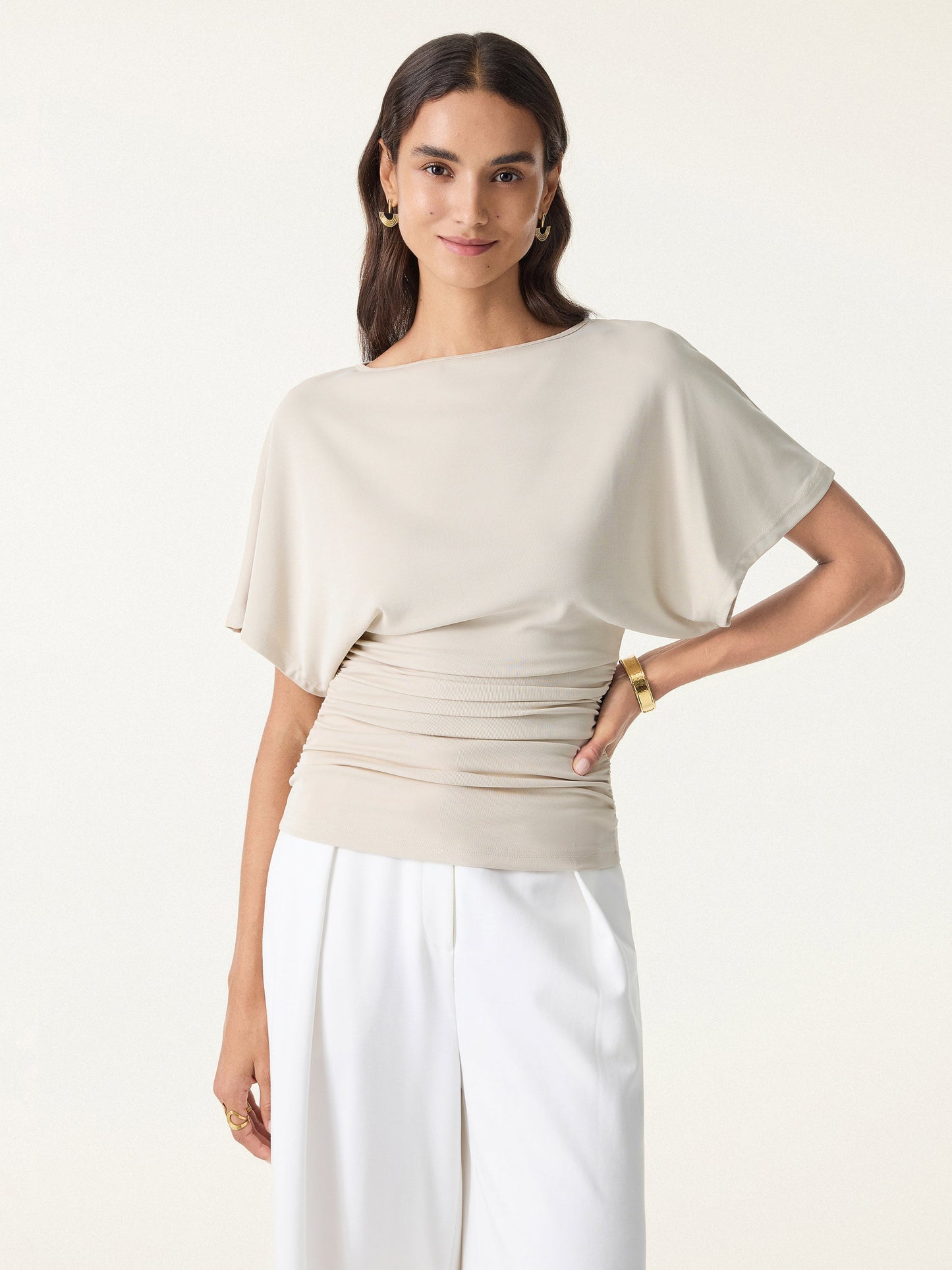 Ruched Waist Flutter Top