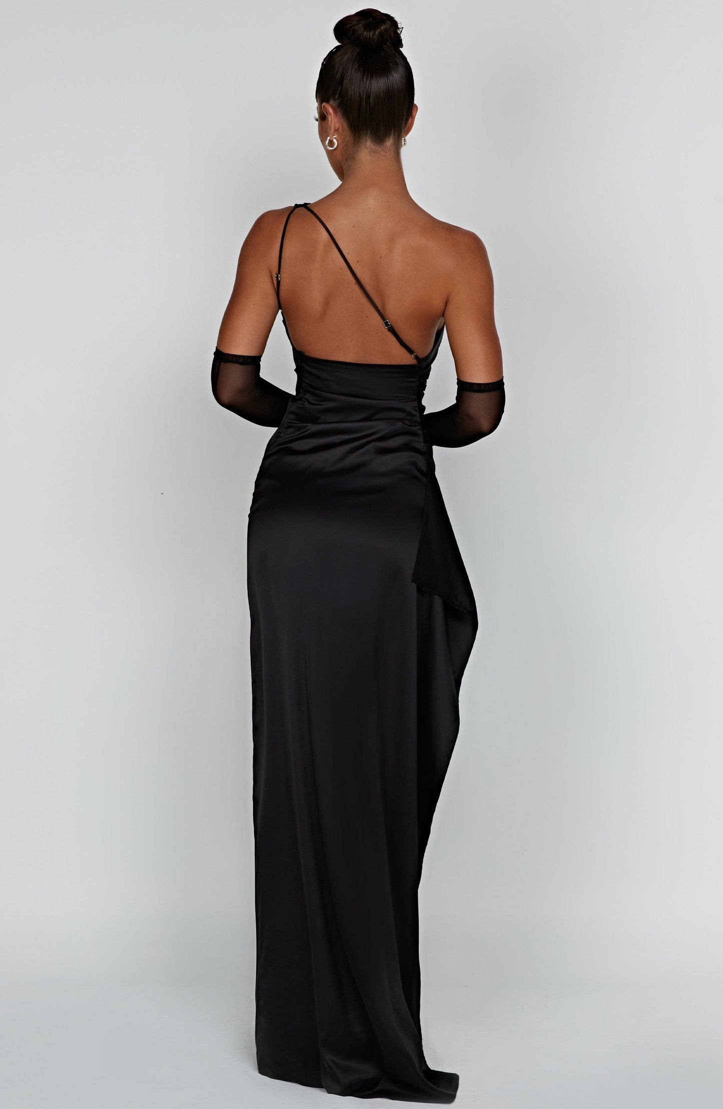 Selene One-Shoulder Satin Maxi Dress