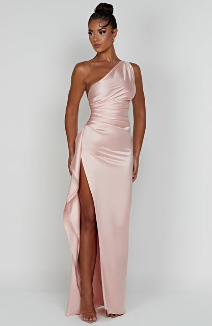 Selene One-Shoulder Satin Maxi Dress