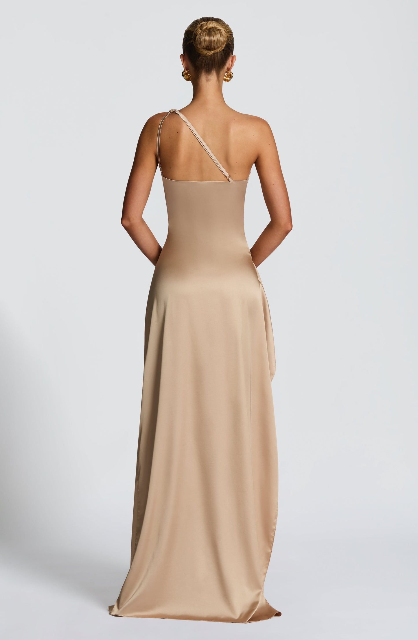 Selene One-Shoulder Satin Maxi Dress