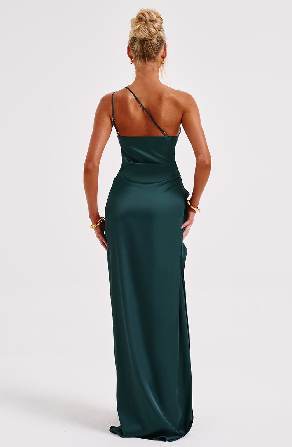 Selene One-Shoulder Satin Maxi Dress