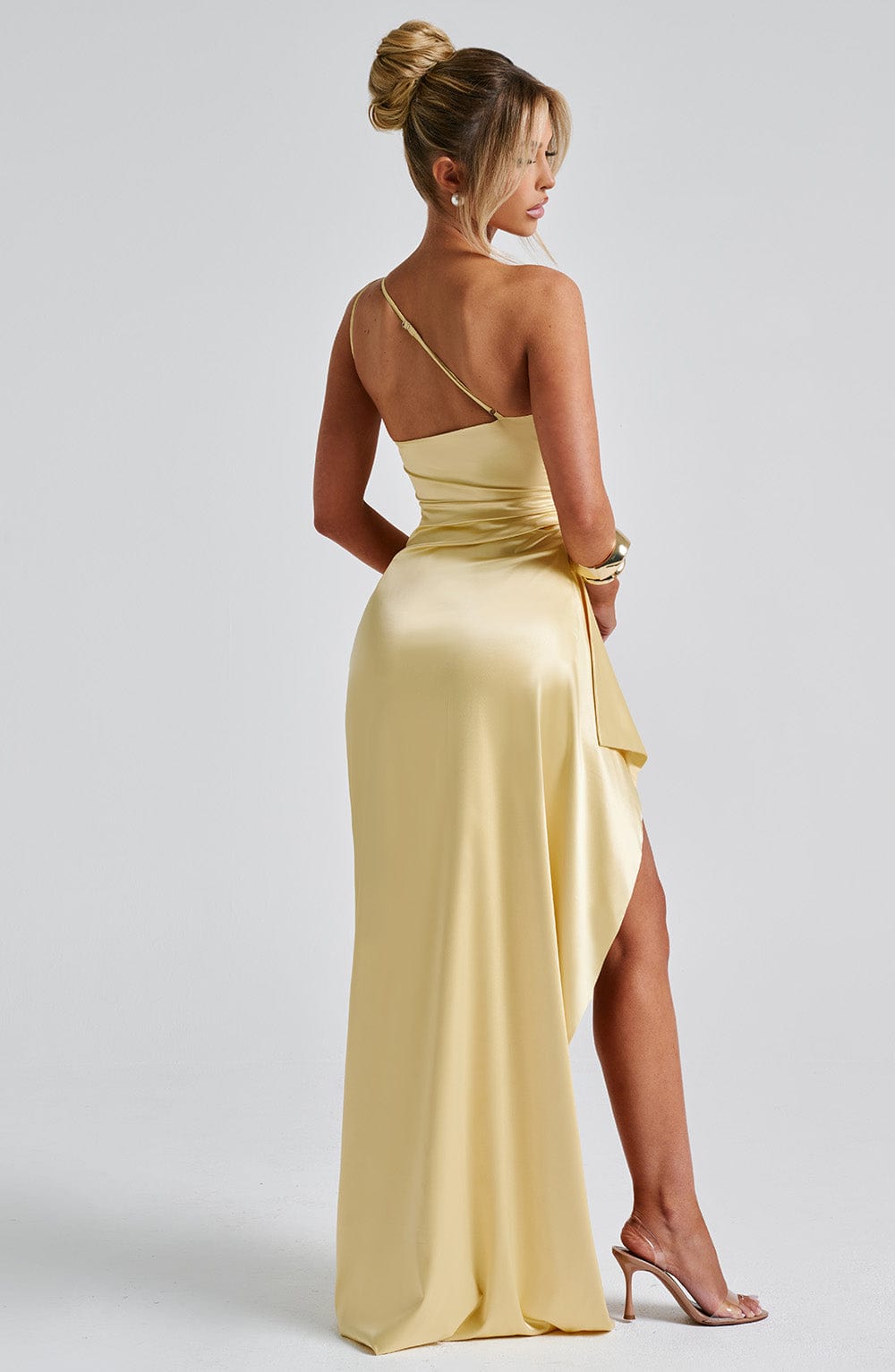 Selene One-Shoulder Satin Maxi Dress