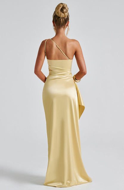 Selene One-Shoulder Satin Maxi Dress