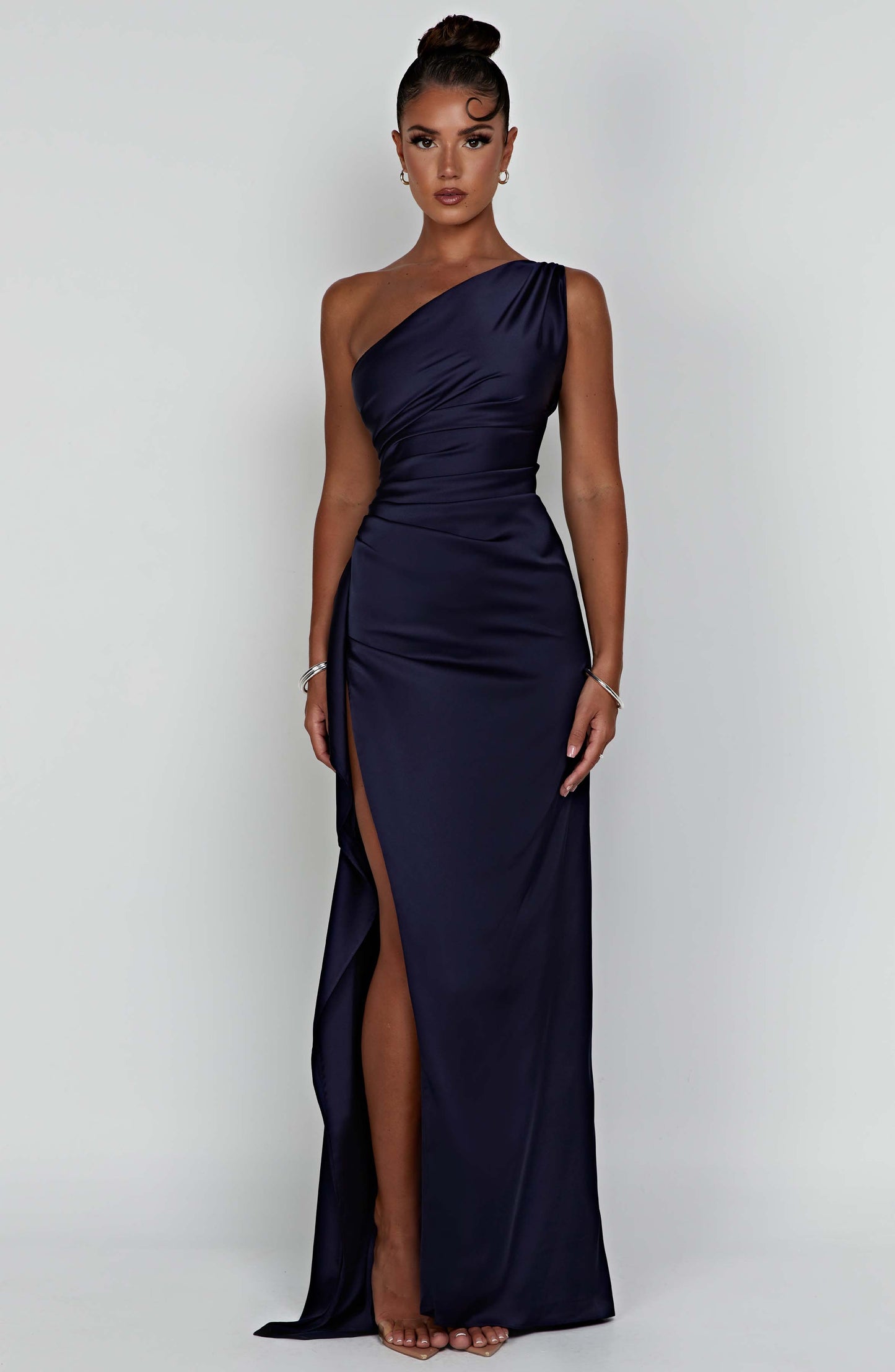 Selene One-Shoulder Satin Maxi Dress