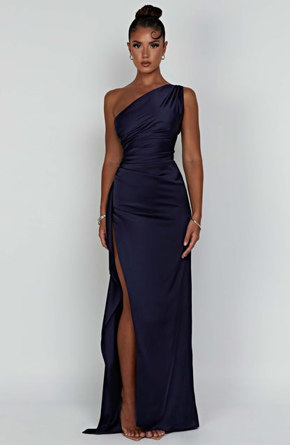 Selene One-Shoulder Satin Maxi Dress