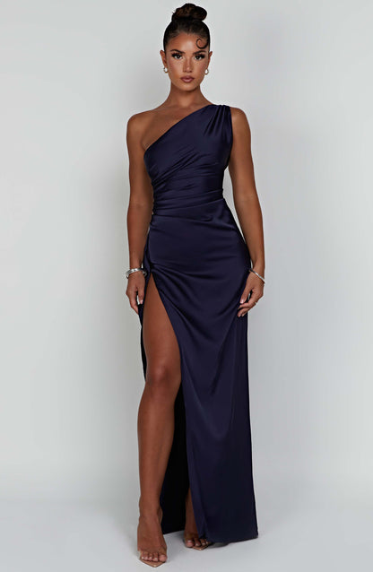Selene One-Shoulder Satin Maxi Dress