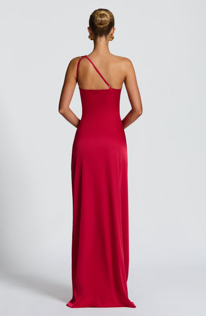 Selene One-Shoulder Satin Maxi Dress