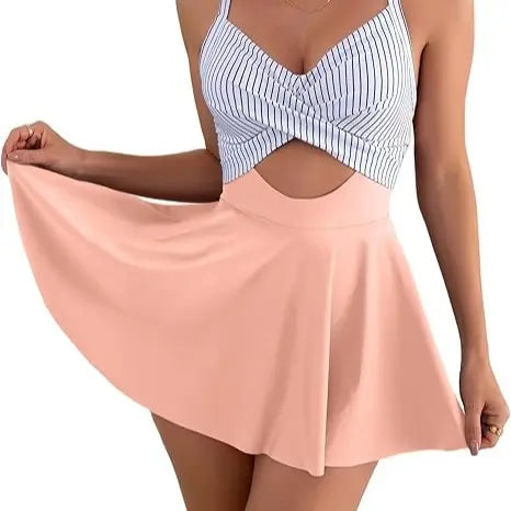 Women Cutout One Piece Skirt Swimsuit