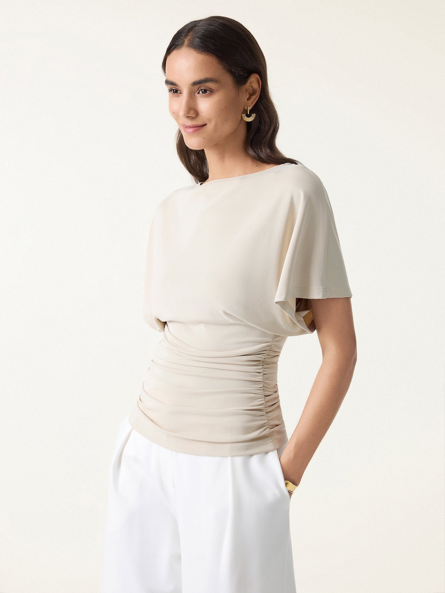 Ruched Waist Flutter Top