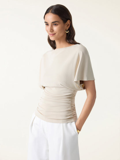 Ruched Waist Flutter Top