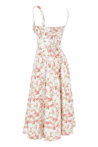 Rosellea™ - Floral Corset Midi Dress